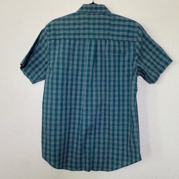 Van Heusen Classic Fit Short Sleeve Button Down Teal Mens Medium Preppy Timeless - Picture 2 of 10
